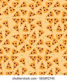 Pizza slices on the yellow background