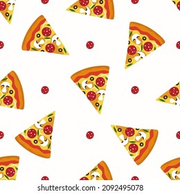 Pizza slices. Seamless pattern. Vector illustration
