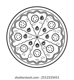 Pizza slices silhouette outline vector 