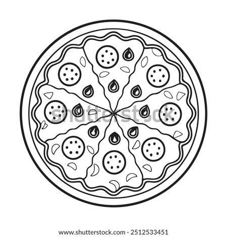 Pizza slices silhouette outline vector 