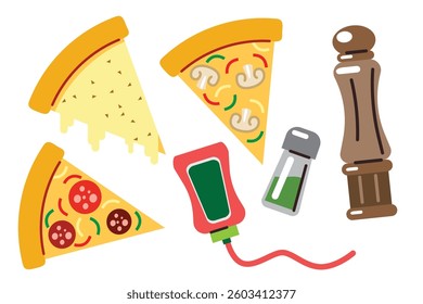 Pizza Slices with Toppings Illustration
