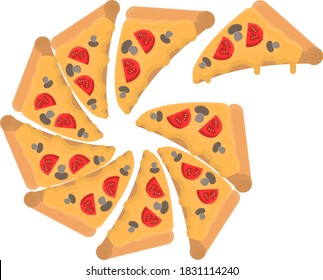 Pizza. Pizzaschneiben, Vektorgrafik
