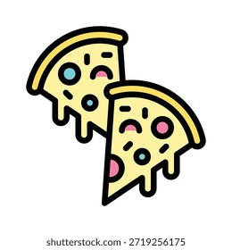 Ilustración vectorial de rebanadas de pizza, icono de estilo relleno