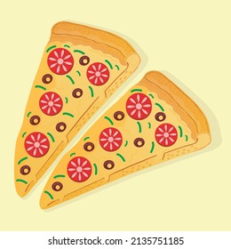 Pizza slices. Vector isolated fast food flat illustration for posters, menus, brochures, web and fastfood icons.