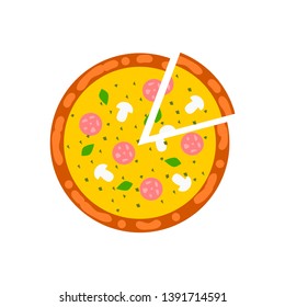 Pizza slide on a white background, Pizza icon illustration vector