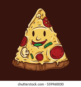 Pizza Smile Mascot Illustration. Vector Illustration