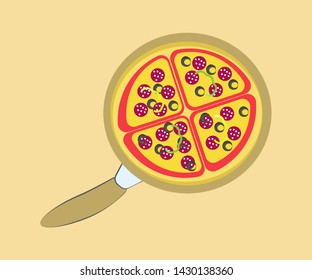 pizza with smoked sausage pepper and olives
