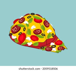 Pizza Snapback Baseball Cap isolated. vector illustration