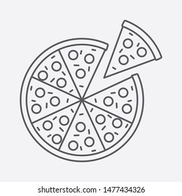 Pizza social media icon isolated on gray background. Pizza with a slice symbol modern, simple, vector, icon for website design, mobile app, ui. Vector Illustration