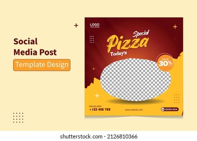 Pizza social media post, Food social media promotion template design 