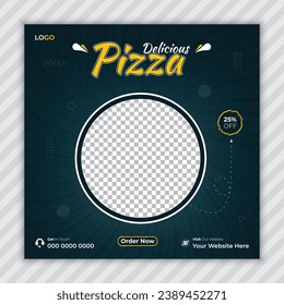Pizza Social Media Post Template, Food and Restaurant Social Media Banner Design