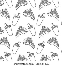 pizza and soda fast food seamless pattern