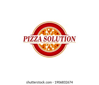 DISEÑO DE LOGOTIPO DEL VECTOR DE SOLUCIÓN PIZZA