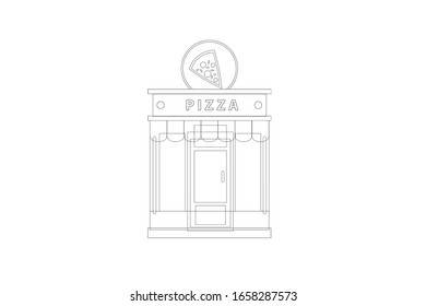 Pizza Soybean Public Place Vector Outline Illustration