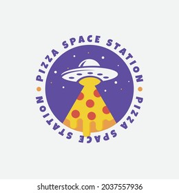 Pizza Space Station Logo Design