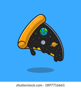 Pizza Space Topping Cartoon Vektorsymbol Illustration. Fast Food Icon Konzept isoliert Premium Vektor. Flachbildkartonstil