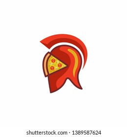 pizza spartan logo template vector