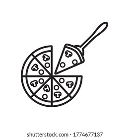 pizza and spatula icon over white background, line style, vector illustration