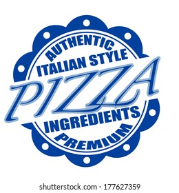 pizza stamp whit on vector illustration