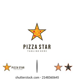 pizza star logo design on isolated background, star with pizza logo concept