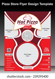 Dibujo vectorial de la plantilla de diseño del volante de la tienda Pizza