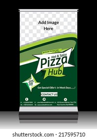 Pizza Store Roll Up vector illustration