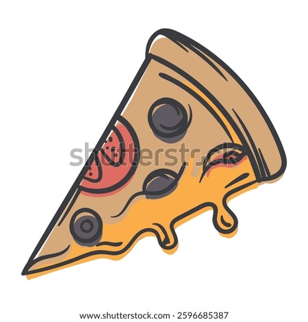 Pizza. Street food. Simple Vector Hand Drawn Illustration for Sticker, Print, Icon