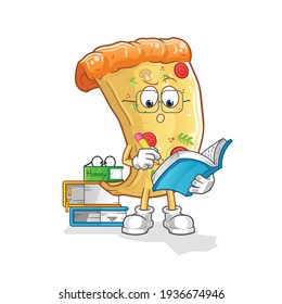 pizza studying mascot. cartoon vector