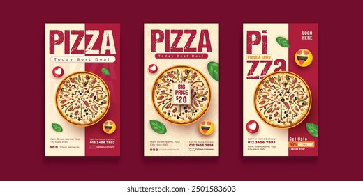 Pizza-gestylte Werbung Plakatabdeckungen Vorlage für Werbung Produktseite, Geschichte Vorlage