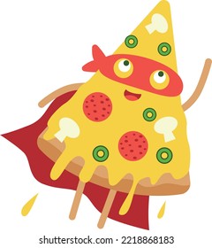 Pizza superhero mascot for pizzeria