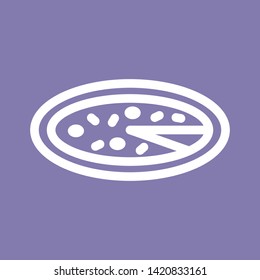 Pizza. Sweet icon dishes. Food cafes and restaurants. Symbol.