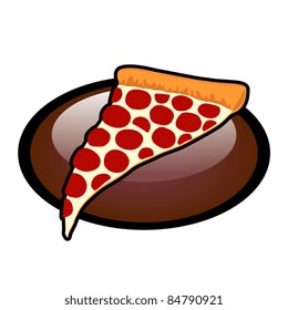 Pizza Symbol with Slice of Pepperoni Pizza - Vector Illustration. (high resolution JPEG also available).