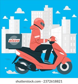 pizza take away concept vector design illustration
