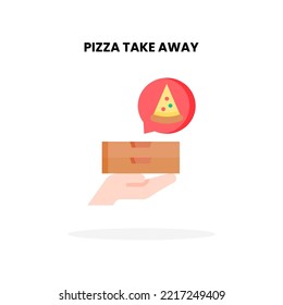 Pizza Takeaway flat icon, with hand and double box Vector Illustration for Graphic Design Element. Isolated on white background