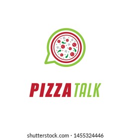 pizza talk delivery logo design template 