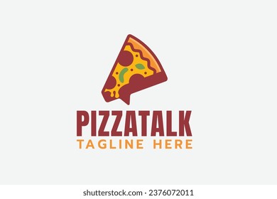 logo de pizza talk con una combinación de una rebanada de pizza y un icono de chat.