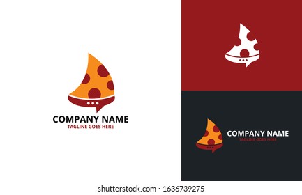 Pizza Talk Logo Design Template. Illustration vector graphic. Creative Concept for food Discuss logo. food forum logo. Restaurants. Cooking business. cafe communication and menu.