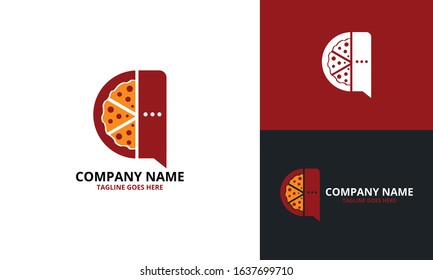 Pizza Talk Logo Design Template. Illustration vector graphic. Creative Concept for food Discuss logo. food forum logo. Restaurants. Cooking business. cafe communication and menu.