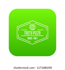 Pizza tasty icon green vector isolated on white background