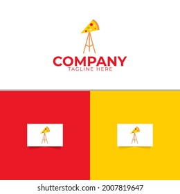Pizza Telescope Logo Design Template Vector