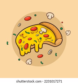 
pizza, pizza logo de modèle. Lambang vektor untuk kafe, restaurant atau pengiriman makanan