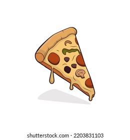 Pizza template in cartoon design with melted cheese design