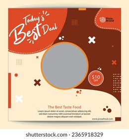 Pizza template design. Fast food restaurant business marketing social media post design. 