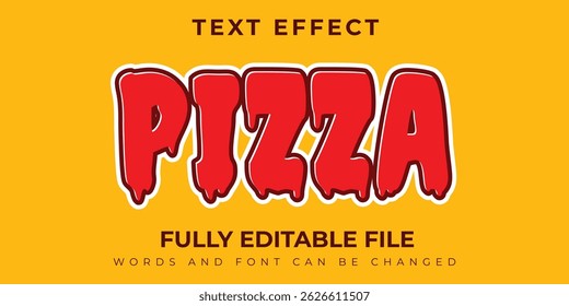 Pizza Text Effect Red Design With Yellow Background
