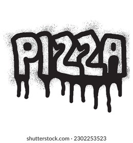 Pizza text graffiti with black spray paint
