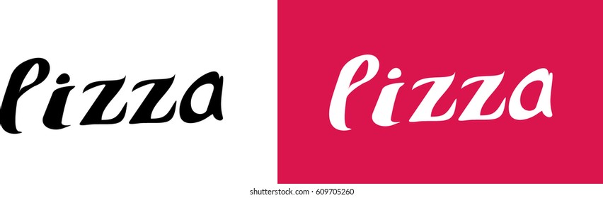 Pizza text sign. Vector illustration.