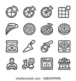 pizza thin line icon set,vector and illustration