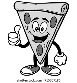 Pizza with Thumbs Up Illustration