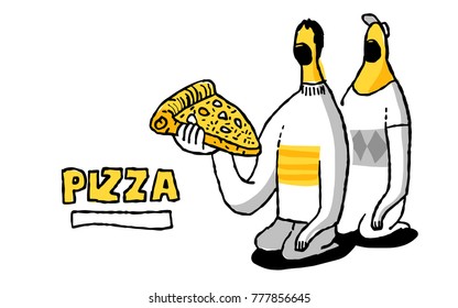 Pizza time. Black and yellow mural