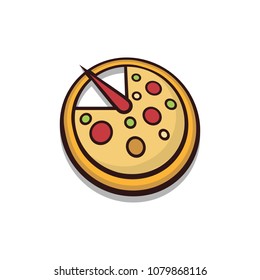 Pizza Time with Clock Delivery Symbol